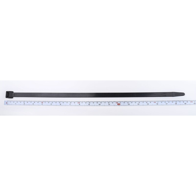 RS PRO Cable Tie, Flame Retardant, 480mm x 12.7 mm, Black Nylon, Pk-100