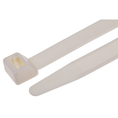 RS PRO Cable Tie, Flame Retardant, 280mm x 12.7 mm, Natural Nylon, Pk-100