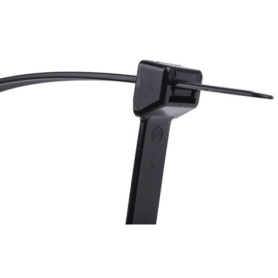 RS PRO Cable Tie, Flame Retardant, 550mm x 12.7 mm, Black Nylon, Pk-50