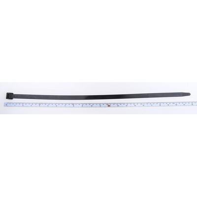 RS PRO Cable Tie, Flame Retardant, 550mm x 12.7 mm, Black Nylon, Pk-50