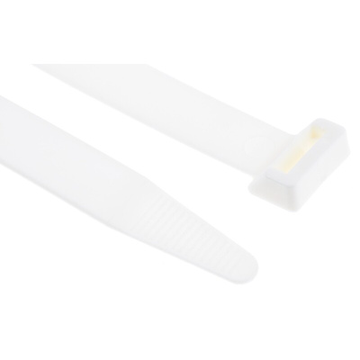 RS PRO Cable Tie, Flame Retardant, 254mm x 17.8 mm, Natural Nylon, Pk-100