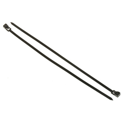 RS PRO Cable Tie, Releasable, 250mm x 4.5 mm, Black Nylon, Pk-100