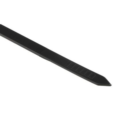 RS PRO Cable Tie, Releasable, 200mm x 4.5 mm, Black Nylon, Pk-100