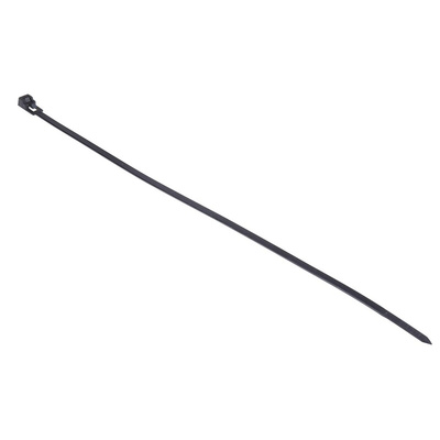 RS PRO Cable Tie, Releasable, 300mm x 4.5 mm, Black Nylon, Pk-100