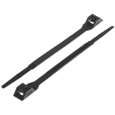 RS PRO Cable Tie, Double Locking, 132mm x 6 mm, Black Nylon, Pk-100