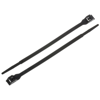 RS PRO Cable Tie, Double Locking, 180mm x 6 mm, Black Nylon, Pk-100