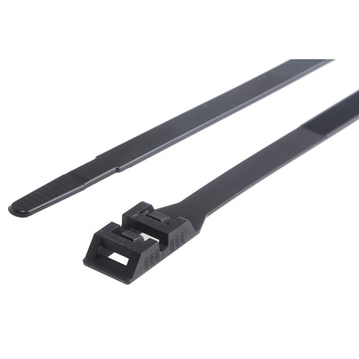 RS PRO Cable Tie, Double Locking, 292mm x 9 mm, Black Nylon, Pk-100