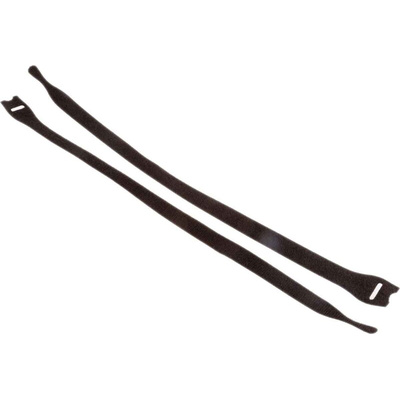 HellermannTyton Cable Tie, Hook and Loop, 330mm x 12.5 mm, Black PA (Loop), PP (Hook), Pk-10
