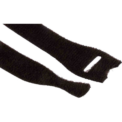HellermannTyton Cable Tie, Hook and Loop, 150mm x 12.5 mm, Black PA (Loop), PP (Hook), Pk-10