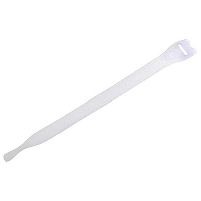 HellermannTyton Cable Tie, Hook and Loop, 200mm x 12.5 mm, White PA (Loop), PE (Hook), Pk-10