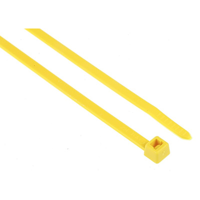 HellermannTyton Cable Tie, 200mm x 4.6 mm, Yellow Polyamide 6.6 (PA66), Pk-100