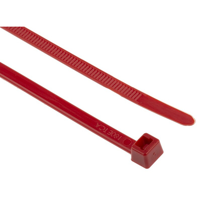 HellermannTyton Cable Tie, 270mm x 4.6 mm, Red Polyamide 6.6 (PA66), Pk-100
