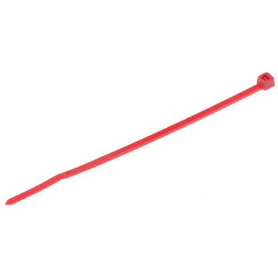 HellermannTyton Cable Tie, 100mm x 2.5 mm, Red Polyamide 6.6 (PA66), Pk-100