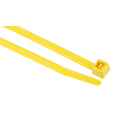 HellermannTyton Cable Tie, 150mm x 3.5 mm, Yellow Polyamide 6.6 (PA66), Pk-100