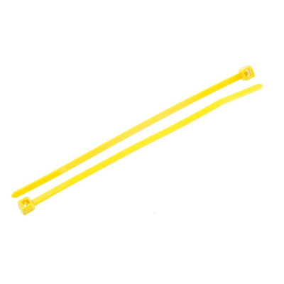 HellermannTyton Cable Tie, 100mm x 2.5 mm, Yellow Nylon, Pk-100