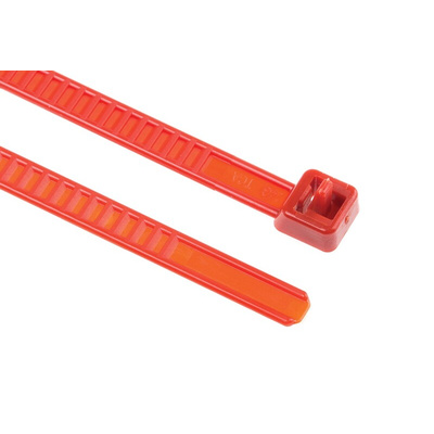 HellermannTyton Cable Tie, 195mm x 4.7 mm, Red PA 6.6, Pk-25