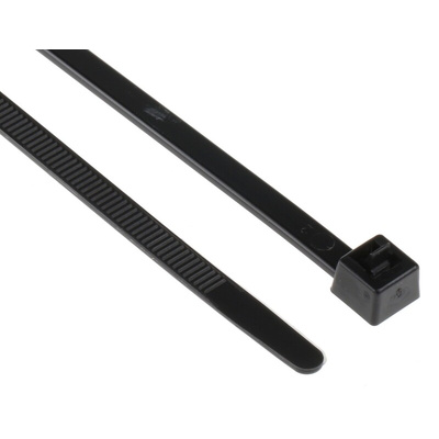 HellermannTyton Cable Tie, Releasable, 350mm x 4.6 mm, Black Polyamide 6.6 (PA66), Pk-100