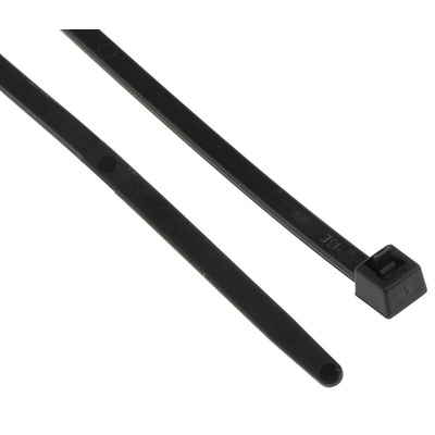 HellermannTyton Cable Tie, Releasable, 300mm x 4.6 mm, Black Polyamide 6.6 (PA66), Pk-100