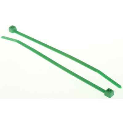 HellermannTyton Cable Tie, 100mm x 2.5 mm, Green Polyamide 6.6 (PA66), Pk-100