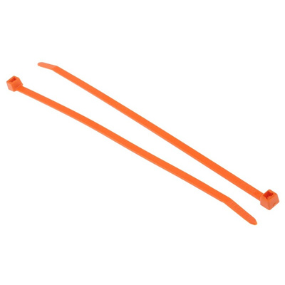 HellermannTyton Cable Tie, 200mm x 4.6 mm, Orange Polyamide 6.6 (PA66), Pk-100