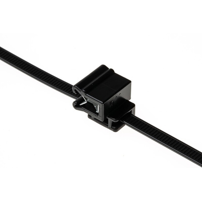 HellermannTyton Cable Tie Assemblies, 200mm x 4.6 mm, Black Polyamide 6.6 (PA66), Pk-25