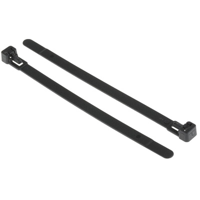 HellermannTyton Cable Tie, Releasable, 150mm x 7.6 mm, Black Polyamide 6.6 (PA66), Pk-100