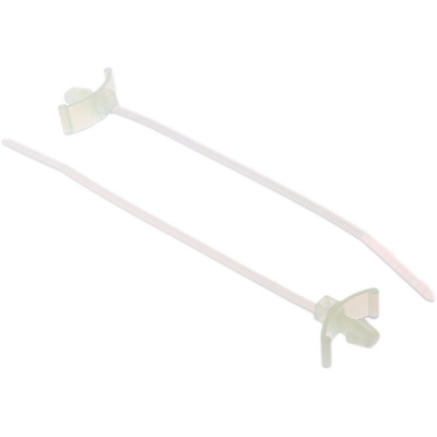 HellermannTyton Cable Tie, Inside Serrated, 100mm x 2.5 mm, Natural Polyamide 6.6 (PA66), Pk-25