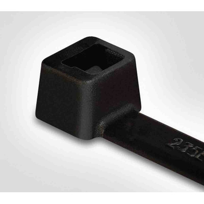 HellermannTyton Cable Tie, 100mm x 2.5 mm, Black Polyamide 6.6 (PA66), Pk-1000