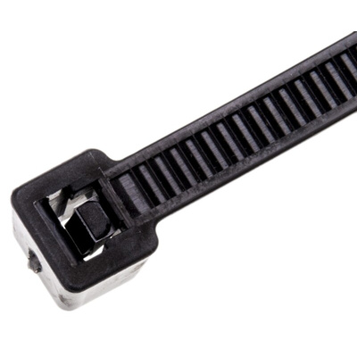HellermannTyton Cable Tie, 390mm x 4.6 mm, Black Polyamide 6.6 (PA66), Pk-100
