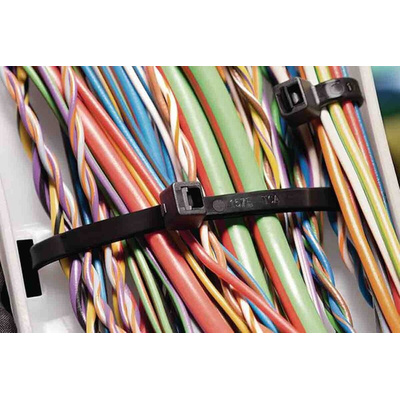 HellermannTyton Cable Tie, 200mm x 4.6 mm, Natural Polyamide 6.6 (PA66), Pk-100