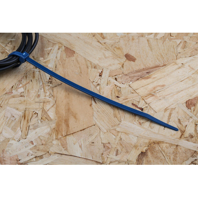 RS PRO Cable Tie, Metal Detectable, 203mm x 4.6 mm, Blue Metal Detectable, Pk-100