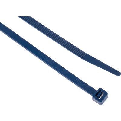 RS PRO Cable Tie, Metal Detectable, 203mm x 4.6 mm, Blue Metal Detectable, Pk-100