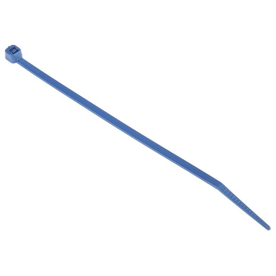 RS PRO Cable Tie, Metal Detectable, 150mm x 3.6 mm, Blue Metal Detectable, Pk-100