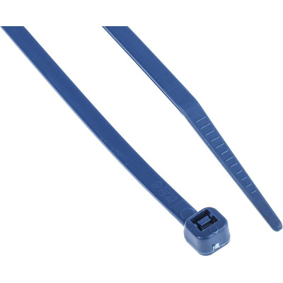 RS PRO Cable Tie, Metal Detectable, 150mm x 3.6 mm, Blue Metal Detectable, Pk-100