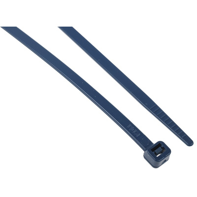 RS PRO Cable Tie, Metal Detectable, 400mm x 4.6 mm, Blue Metal Detectable, Pk-100