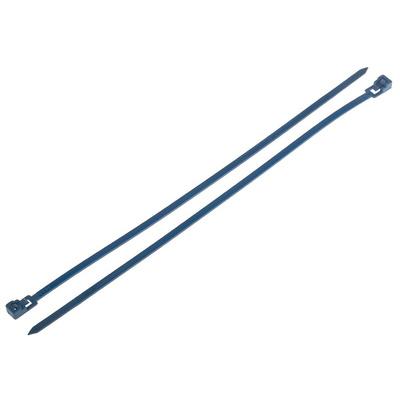 RS PRO Cable Tie, Releasable, 250mm x 4.5 mm, Blue Metal Detectable, Pk-100