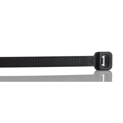RS PRO Cable Tie, 200mm x 4.6 mm, Black PP, Pk-100