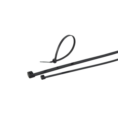 RS PRO Cable Tie, 300mm x 7.6 mm, Black PP, Pk-100