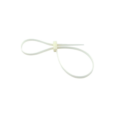 RS PRO Cable Tie, 300mm x 4.8 mm, Natural Nylon, Pk-100