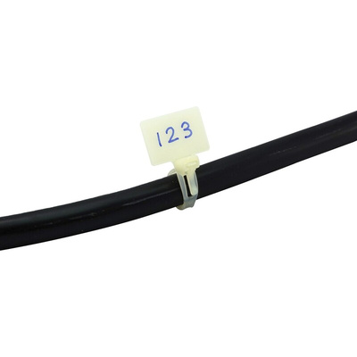 RS PRO Cable Tie, Releasable Marker, 215mm x 3.6 mm, Natural Nylon, Pk-100
