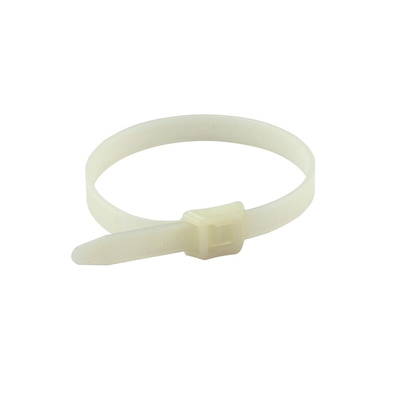 RS PRO Cable Tie, 255mm x 9 mm, Natural Nylon, Pk-100