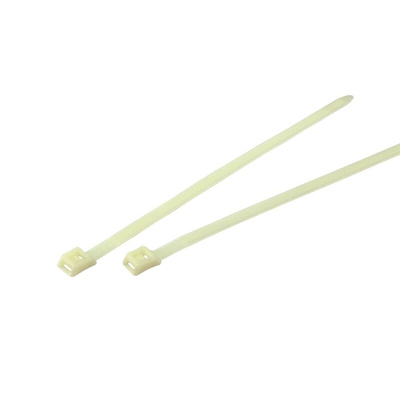 RS PRO Cable Tie, 255mm x 9 mm, Natural Nylon, Pk-100