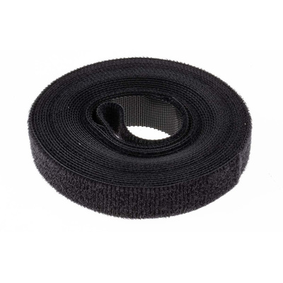 RS PRO Cable Tie, Hook and Loop, 5m x 16 mm, Black Nylon