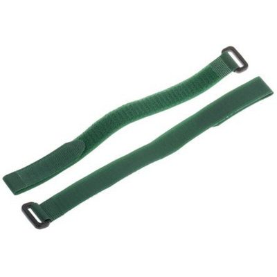 RS PRO Cable Tie, Hook and Loop, 300mm x 20 mm, Green Nylon, Pk-10