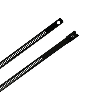 RS PRO Cable Tie, Ladder Single Lock, 225mm x 7 mm, Black 316 Stainless Steel, Pk-100