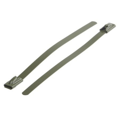 RS PRO Cable Tie, Ball Lock, 200mm x 7.9 mm, Green 316 Stainless Steel