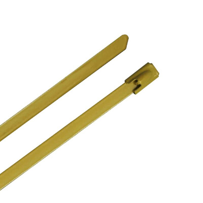 RS PRO Cable Tie, Ball Lock, 360mm x 4.6 mm, Yellow 316 Stainless Steel
