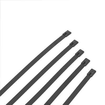 RS PRO Cable Tie, Ball Lock, 100mm x 4.6 mm, Black 316 Stainless Steel