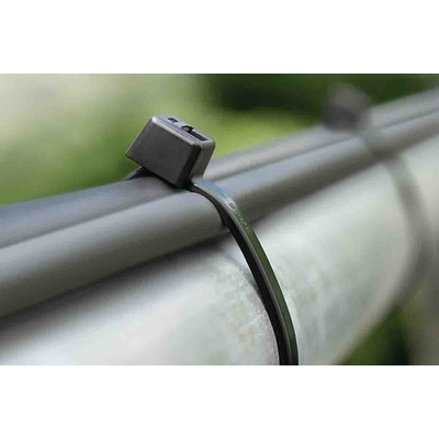 HellermannTyton Cable Tie, Inside Serrated, 100mm x 2.5 mm, Black Polyamide 6.6 (PA66), Pk-100