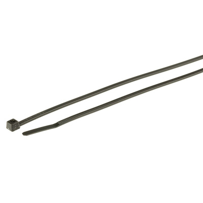 HellermannTyton Cable Tie, UV Resistant, 200mm x 2.5 mm, Black Polyamide 6.6 (PA66), Pk-100